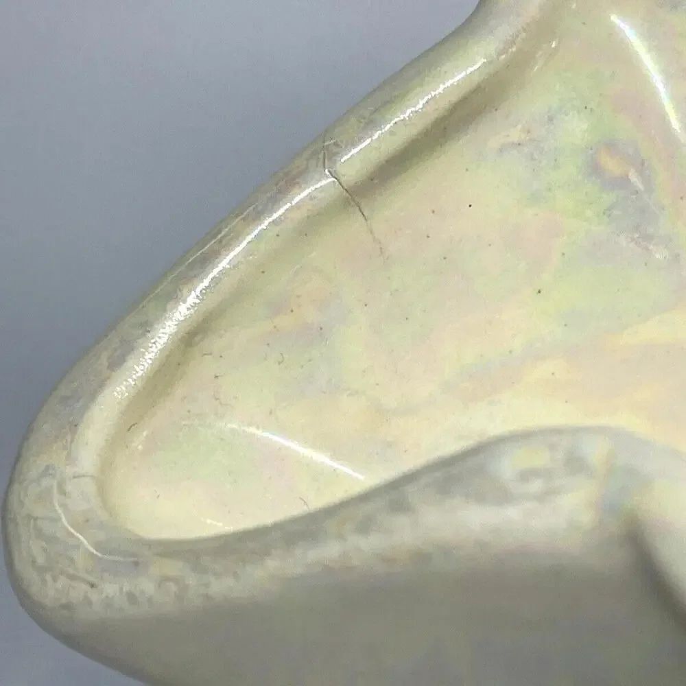 Iridescent Ivory Double Handled‎ Vase 22K Gold Handles Pearl China Co Vintage